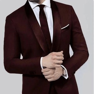 Burgundy suit for men - elegant men suit - wedding wear suit - men wedding fashion - suit for groom - Burgundy suit for men - men prom suit