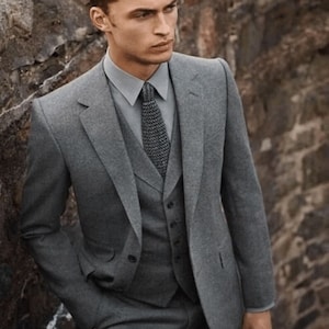 Men tweed grey suit, tweed wedding Suit, 3 Piece suit, wedding suits, Men Dinner suits, Groom men winter Suits, Men slim fit suits