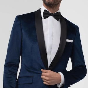 Men&#39;s Blue Velvet Suit: Wedding Party Blazer, Dinner Jacket