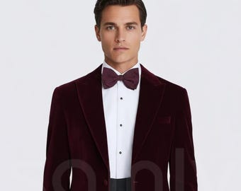 Men's Wine Velvet Blazer – Party Dinner Jacket, Special Events