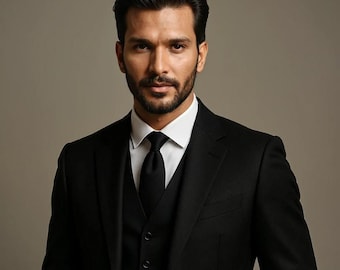 Men’s Black Vintage 3 Piece Tweed Suit | Wedding, Party and Formal Attire