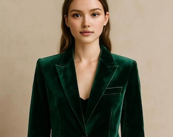 Blazer in velluto verde smeraldo: cappotto da sposa personalizzato da donna