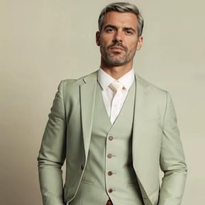 Men Sage Green Suit Elegant Three Piece Formal Wedding Wear Suit Prom Suit Dinner Suits Gift For Him