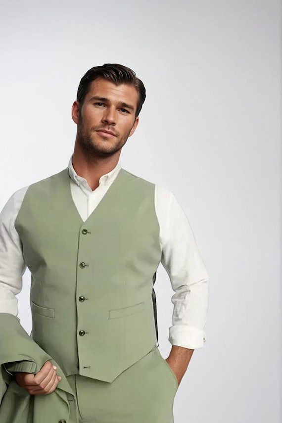 Men's Sage Green Waistcoat: Formal Wedding Groomsmen - Etsy