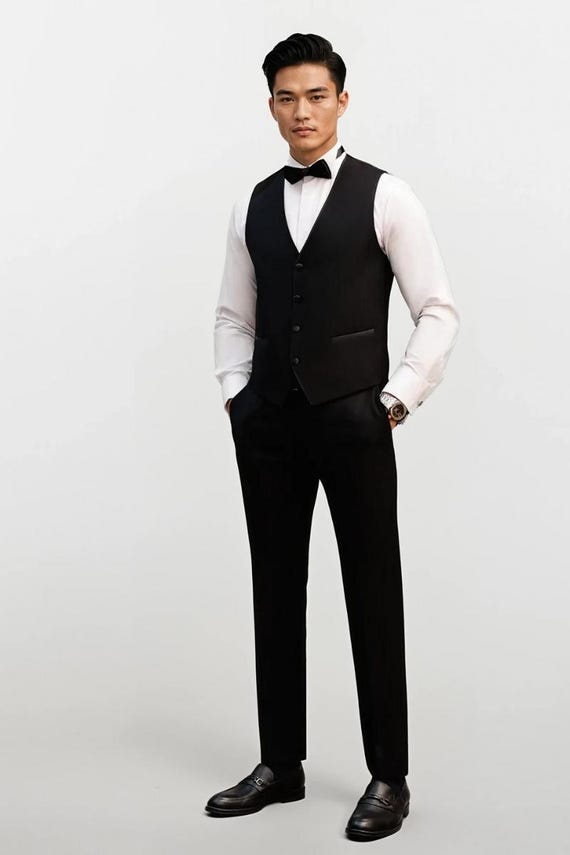Men Pant Waistcoat Men's Black Waistcoat And Pant Set Classic Formal Outfit For Men Pant Waistcoat Men's Black Waistcoat And Pant Set Classic Formal Outfit For