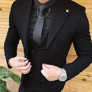 Men Stylish Suit Men Suit Three Piece Suit Men Black Suit Men Wedding Dress Wedding Wear Suit Suit For Men Slim Fit Suit