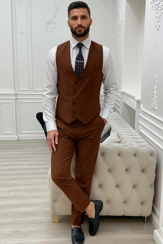 mens brown dress vest Brown Archer Suit Vest