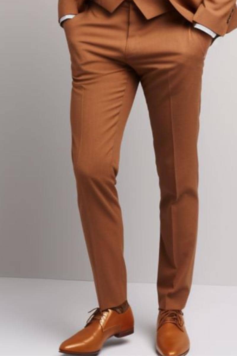orange dress pants for men Lars Amadeus Men's Plaid Regular Fit Formal Business Dress Pants Orange White 34