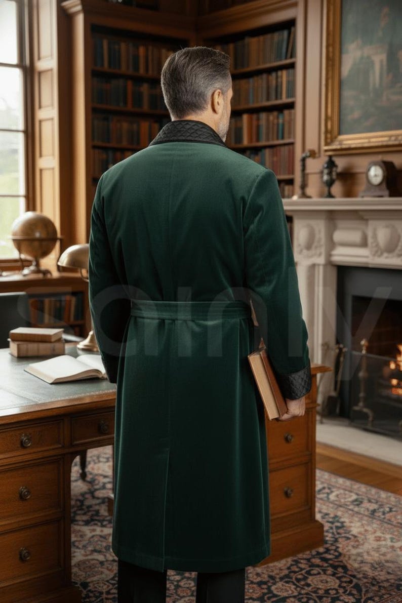 Stylish men velvet smoking jacket winter evening coat By Sainly (Back)
