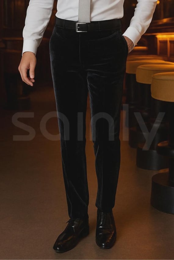princess polly baby blue dress Black Velvet Pants main image 1