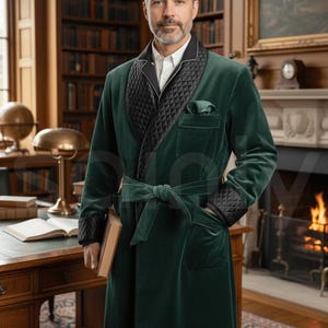 Sainly Double breasted emerald green velvet dinner jacket