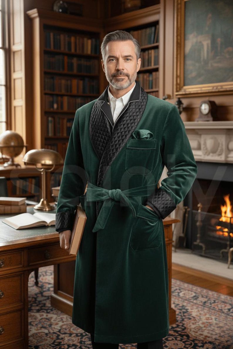 Sainly Double breasted emerald green velvet dinner jacket