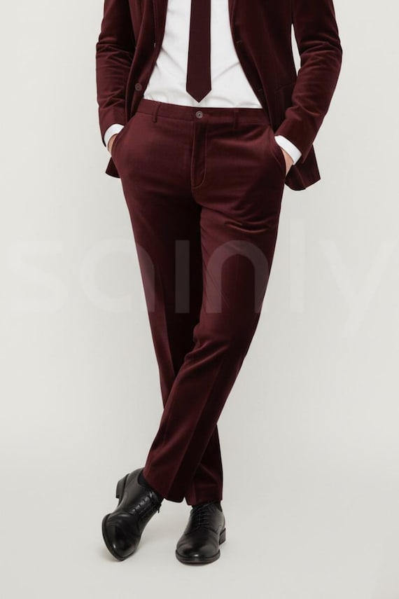 mens red velvet dress pants Barabas Men's Rhinestone Velvet Slim Fit Chino Dress Pants 2CP3020 Wine 30 at Amazon Men's Clothing store