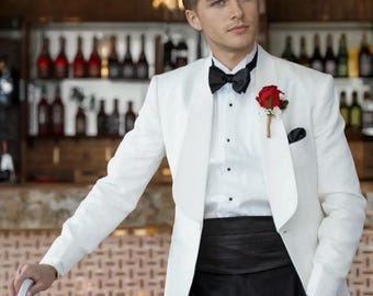 Men's White Tuxedo Blazer: Stylish Shawl Lapel Formal Jacket