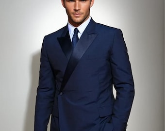 ヴィンテージネイビーブルーのダブルブレストブレザー：ラルフローレン