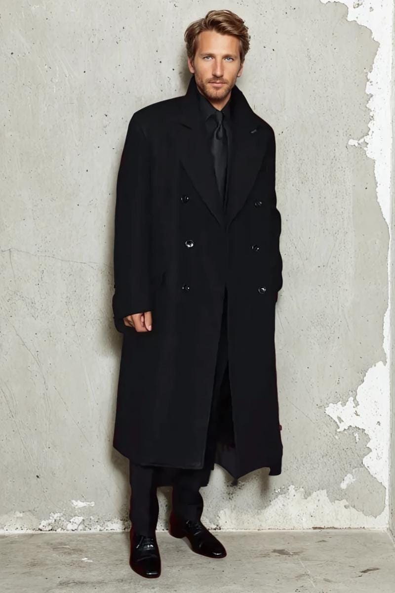Mens Black Tweed Overcoat: Double Breasted Vintage Winter Coat - Etsy