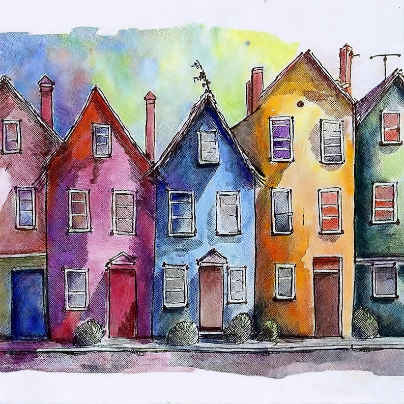 whimsical-watercolor-row-houses-etsy