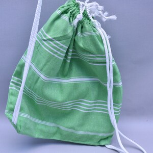 summer bacpack, bag and towel, travel bag, multi purpose bag 12 x 16 inch summer backpack, vacation bag, gift bag, towel bag, pistachio Sltn