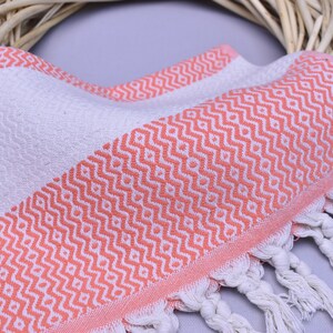 hand towel, face towel, turkish towel, kitchen towel, personalized gifts, head towel, 18 x 40 inch towel, dish towel, orange, Ers Peshkir