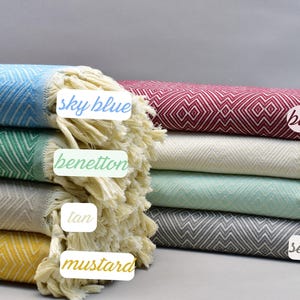 turkish blanket, bed cover, organic cotton blanket, full size bedspread, bed throw blanket, sofa blanket, decorative blanket, 80 x 104 inch