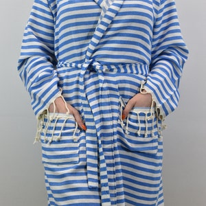 robe for man, custom gift bathrobe, kimonos, beach cloths, pajamas, morning gown, dressing gown, gift for him, unisex robe, blue, Acacia-BR