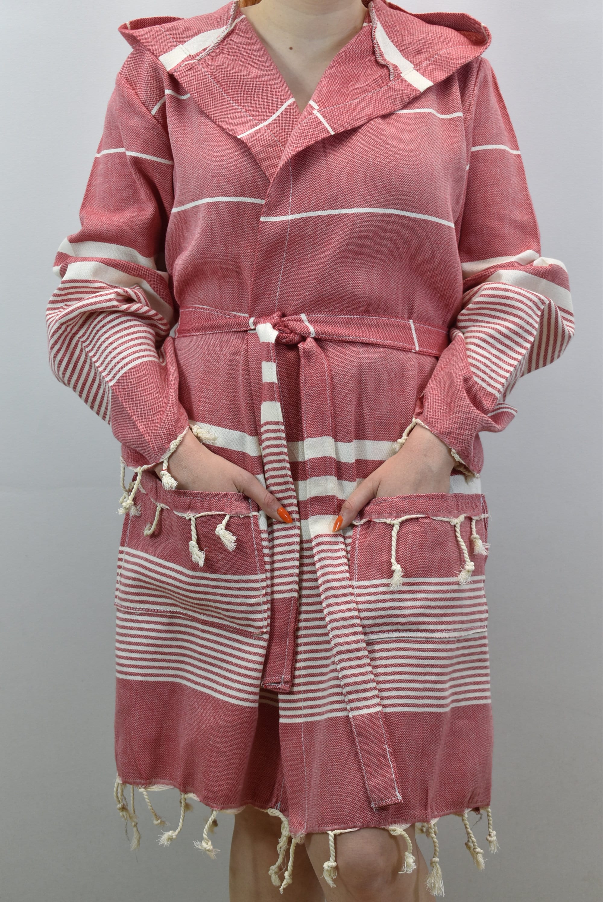 Cotton turkish bathrobe, pool robe, morning gown, hammam dress