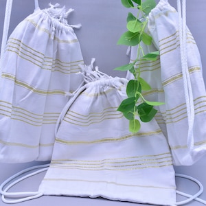 bag and towel, beach backpack, summer bag, multi purpose bag, organic cotton bag, weekender bag, 12 x 16 inch towel backpack, w-sgold, Sltn