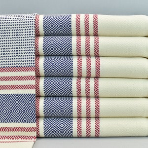 turkish peshkir, bathroom accessories, hand towel, face towel, dish towel, kitchen towel, 18 x 36 inch head towel, ÇE - cream-navy, Peshkir