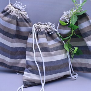 striped bag, beach backpack, towel bag, multi purpose bag, bag and towel, gift bag, vacation bag, holiday bag 12 x 16 inch backpack, Çzglkhv