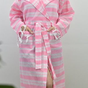 turkish bathrobe, kimonos, pajamas, beach cloths, beach robe, morning gown, dressing gown, gift for her, custom gift robe, lpink, Terry -BR