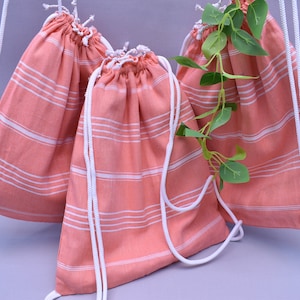 vacation bag, beach backpack, summer backpack, multi purpose bag, travel bag, weekender bag, pool bag, 12 x 16 inch cotton bag, coral, Sltn