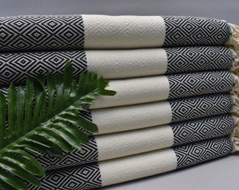 personalized gifts, bath towel, bachelorette favors, turkish towel, beach towel  bridesmaid gifts, wedding gifts, black Elmas