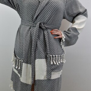 unisex morning gown, spa robe, gift for him, wedding gift robe, pajamas, beach robe, dressing gown, personalized gift robe, black, K.gozu-BR