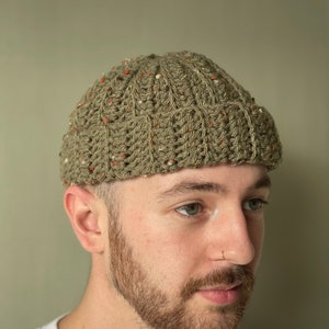 Sage green fisherman beanie mini beanie scull cap trawler beanie. image 1