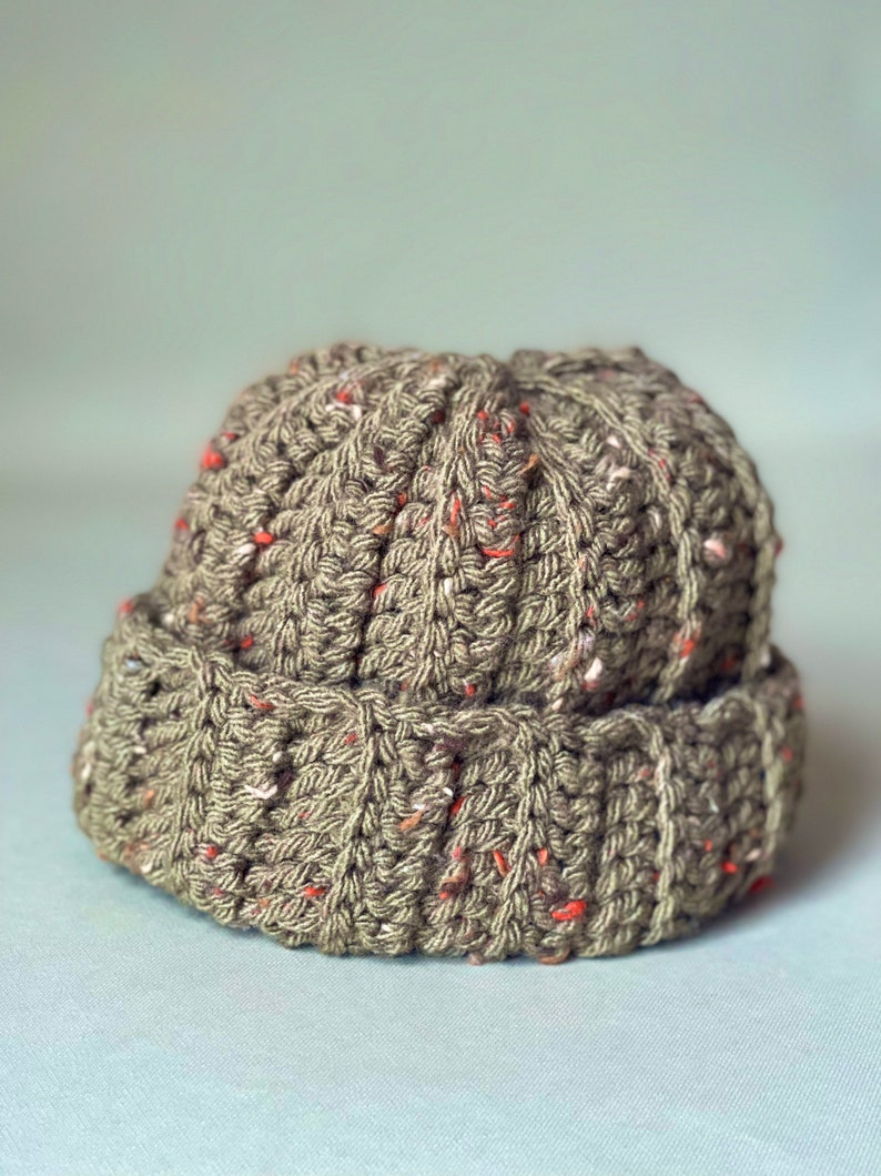 Sage green fisherman beanie mini beanie scull cap trawler beanie. image 5