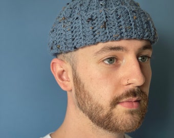 Blue fisherman beanie | mini beanie | scull cap | winter hat