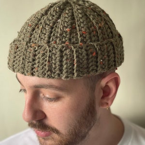 Sage green fisherman beanie mini beanie scull cap trawler beanie. image 2