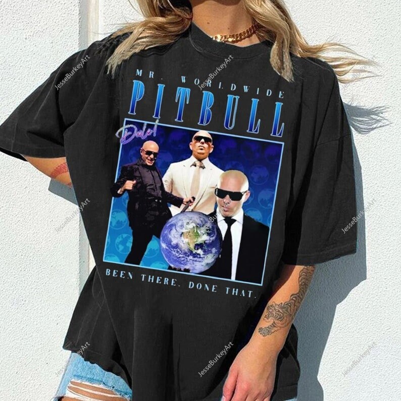 Discover Mr Worldwide Pitbull Vintage Unisex Shirt, Hip Hop Shirt, 90s Rap