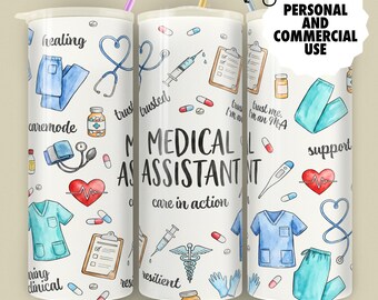 Medicinsk assistent Tumbler Wrap PNG MA Life Sublimeringsdesign Digital
