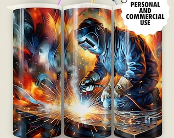 Welder Tumbler Wrap PNG: 20oz Straight Sublimation Top Selling Digital Design