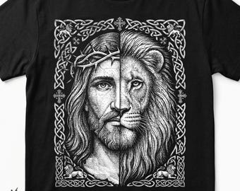 León de Judá Jesús PNG Retro Camiseta Cristiana para Hombre Regalo Día del Padre (Descarga Digital)