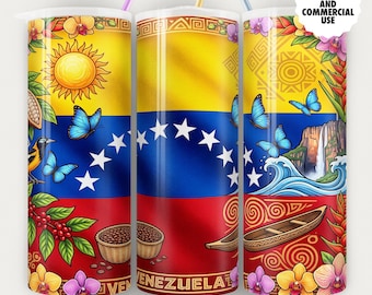 Venezuela Tumbler Wrap PNG Map Flag 20oz Straight Skinny (Digital Download)