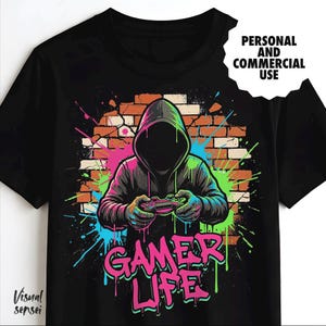 Gamer Life PNG Graffiti Style Streetwear Design DTF DTG Halftone