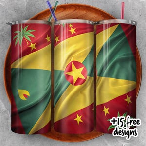 Bandera de Granada PNG para vaso - Orgullo caribeño (Descarga digital)