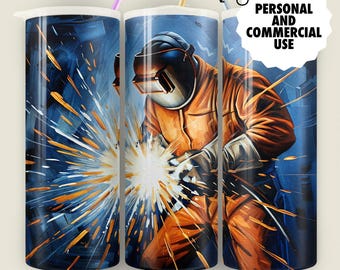 Welder Tumbler Wrap PNG 20oz Straight Sublimation Design Digital Download