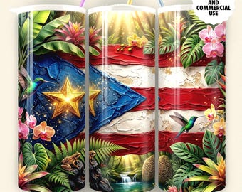 Puerto Rico Tumbler Wrap Boricua Orgullo PNG Digital