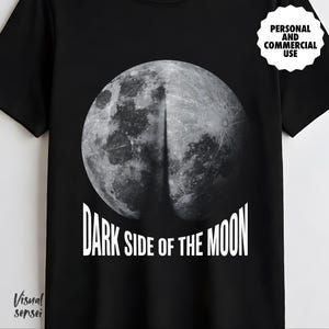 Dark Side of the Moon PNG, Funny Space Shirt Design, Celestial Halftone DTG (Digital Download)