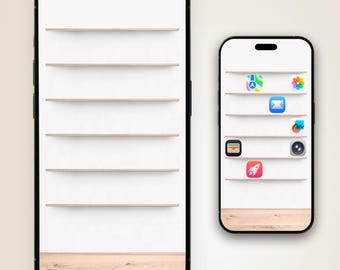 Fondo de pantalla de estantería para iPhone 15 / 16 / 17 Pro (Descarga digital)