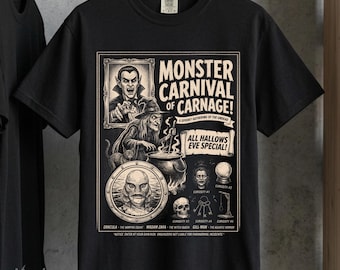 Monster Carnival of Carnage PNG Vintage Halloween Poster Shirt (Digital Download)