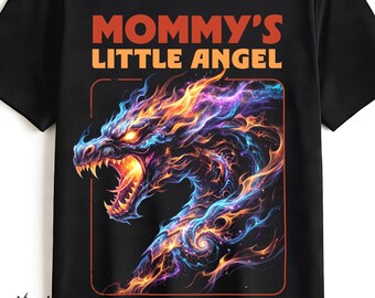 Mommy's Little Angel Dragon PNG Funny Sarcastic Quote Trending Popular Halftone DTG (Digital Download)